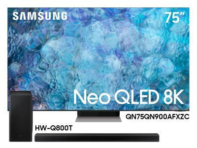 Samsung 75" QN75QN900AFXZC Neo QLED 8K Smart TV And  3.1.2 Channel Soundbar HW-Q800T/ZC